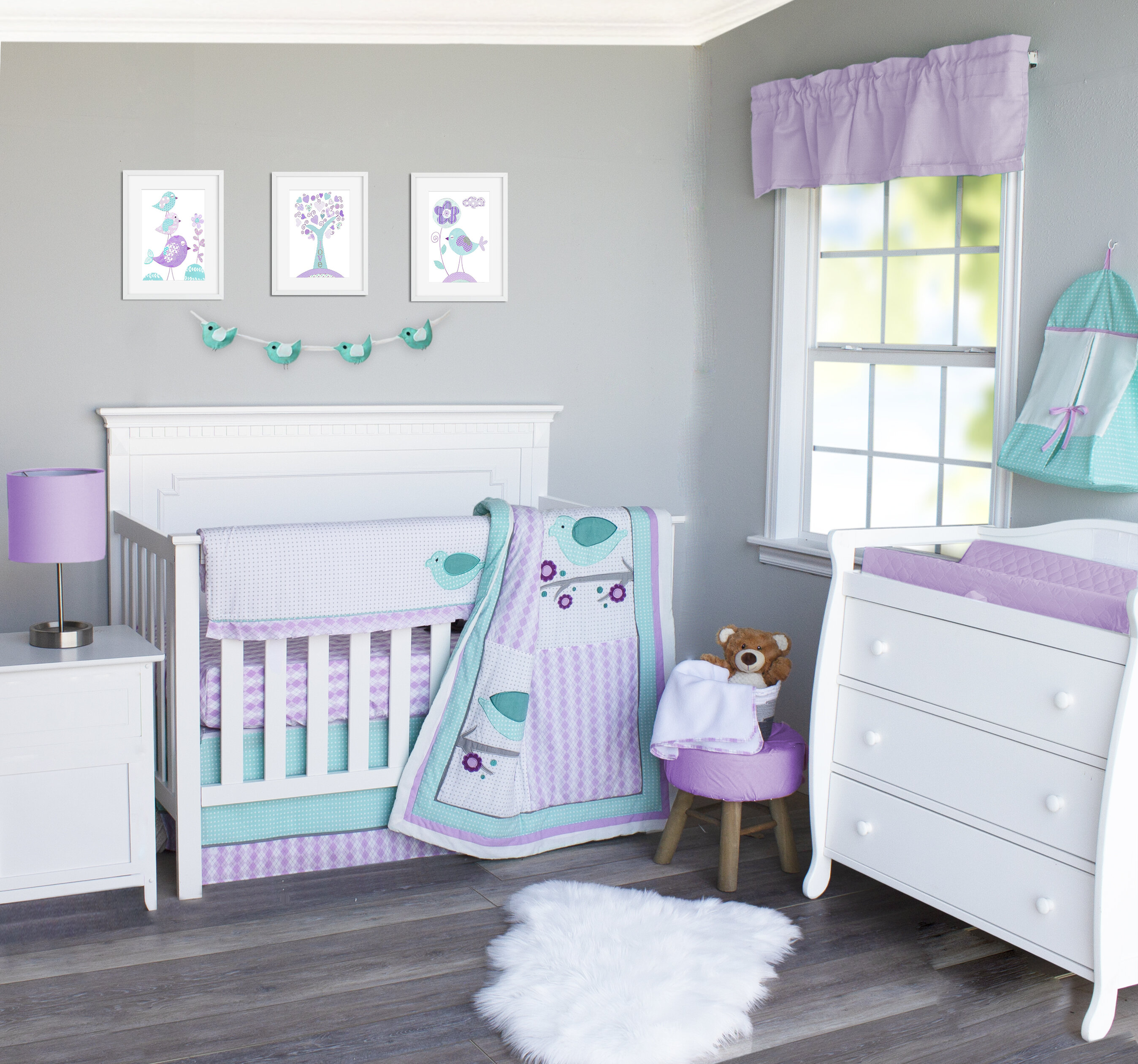 purple and teal crib bedding sets