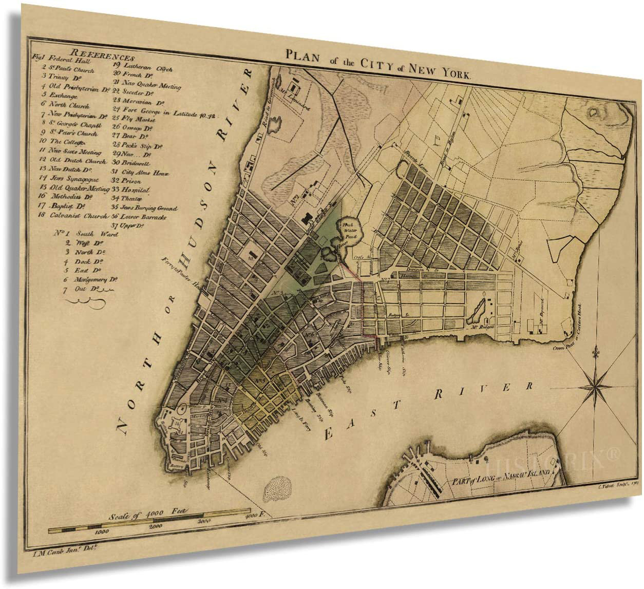 HISTORIC PRINTS 1789 Plan Of New York City Map Print - Unframed Graphic ...