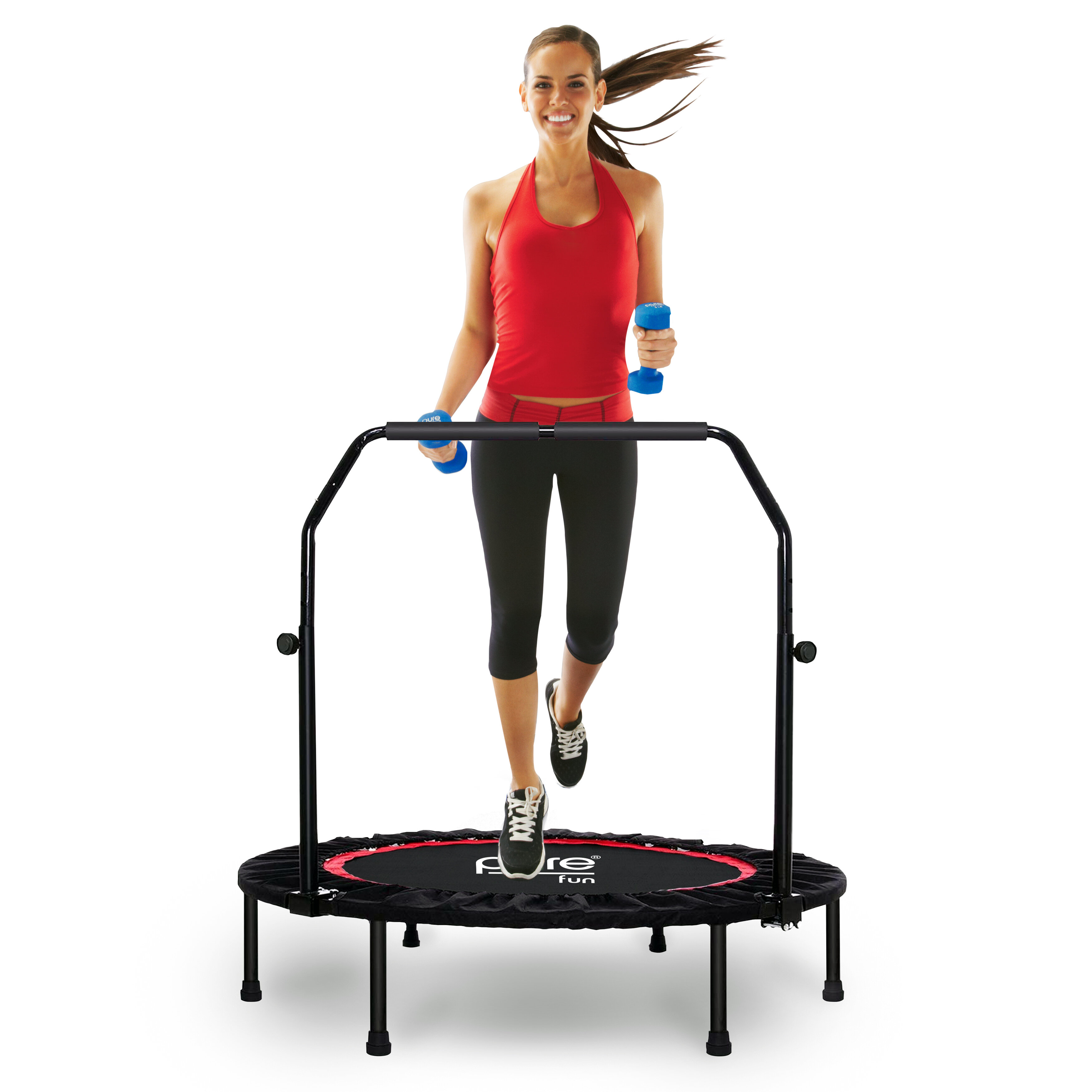 Fitness Trampoline With Handle Adjustable Sports Equipment Single Trampoline Workout 