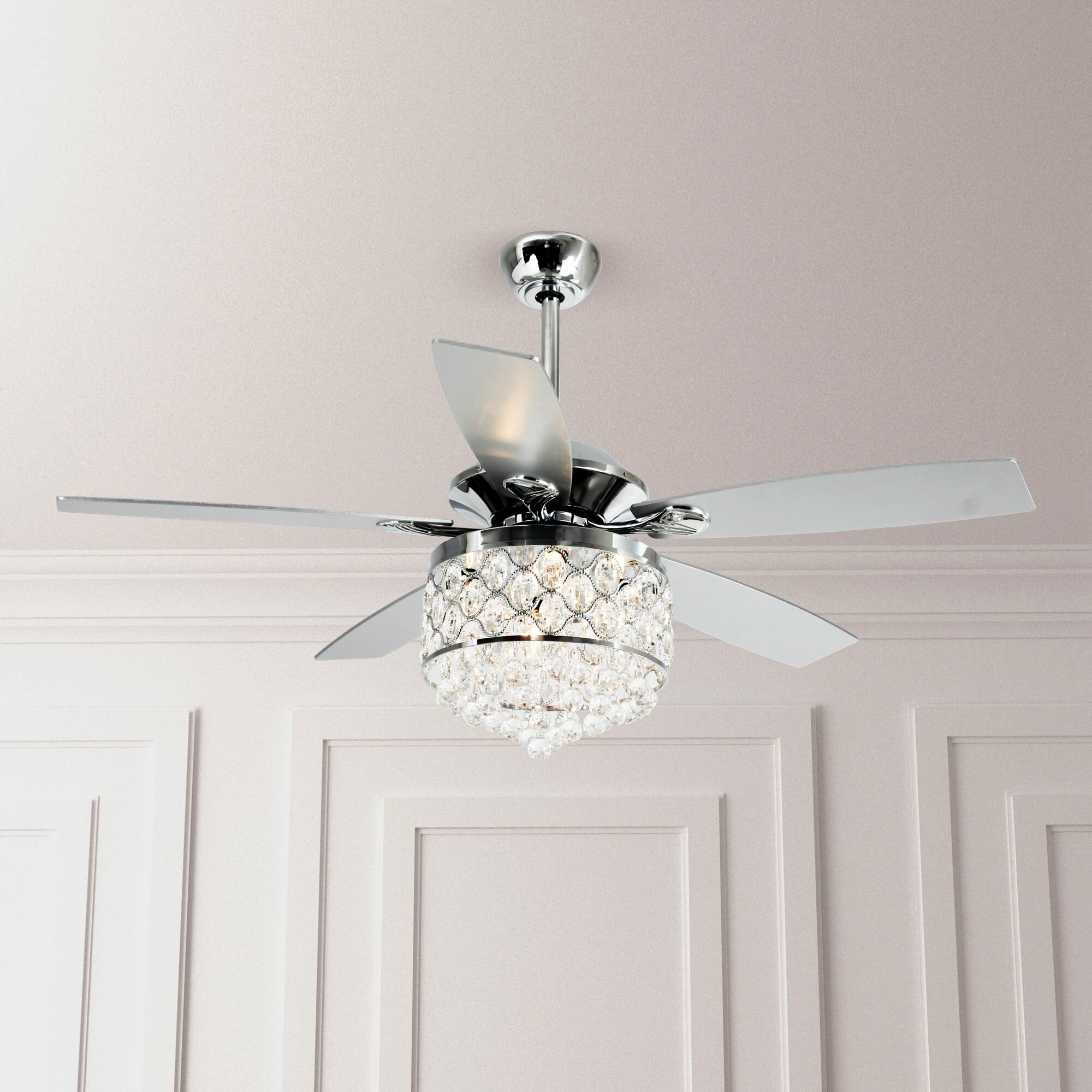 52 Berkshire Crystal 5 Blade Ceiling Fan With Remote Light Kit Included