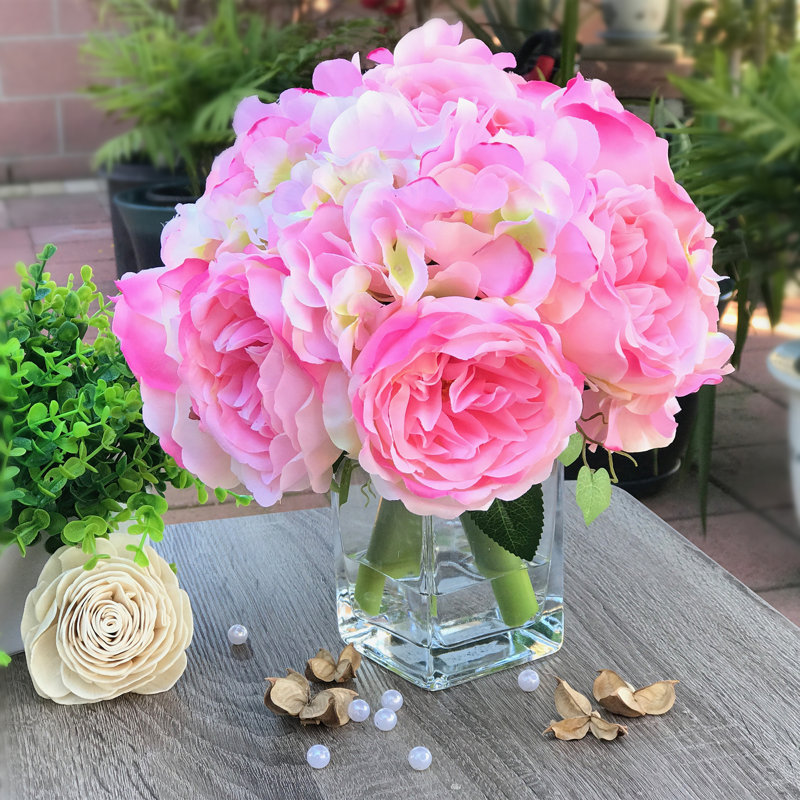 House Of Hampton Peony And Hydrangea Floral Arrangement In Vase Reviews Wayfair House Of Hampton Peony And Hydrangea Floral Arrangement In Vase Reviews Wayfair