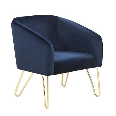 Modern Blue And Brass Accent Chair Decor+