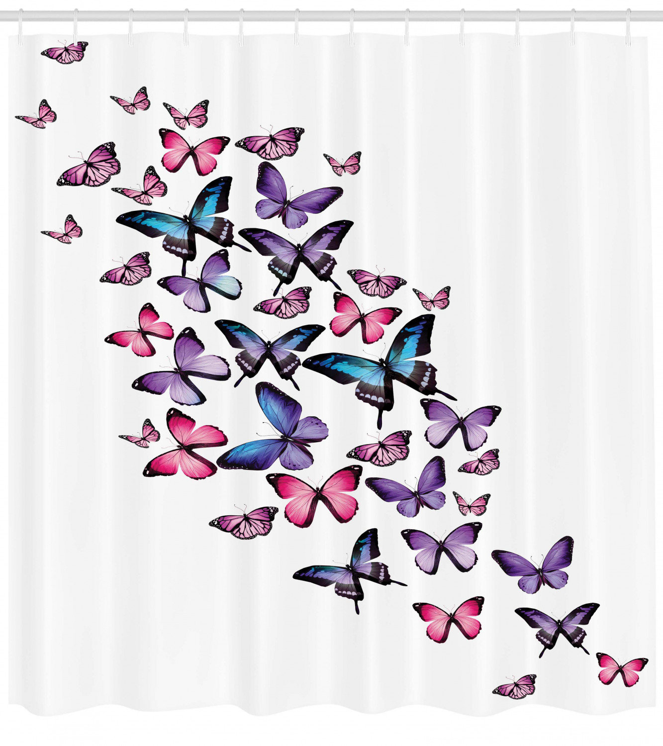 East Urban Home Butterflies Shower Curtain Set Hooks Wayfair