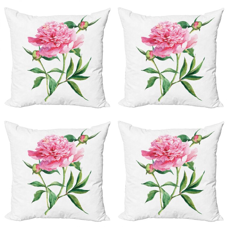 H3E# Watercolor Flower Standard Linen Throw Pillow Case Square Cushion Cover 
