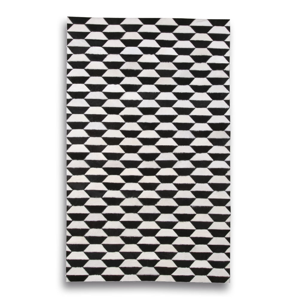 Corrigan Studio® Maresova ASTRO RUG BLACK AND WHITE Patchwork Cowhide