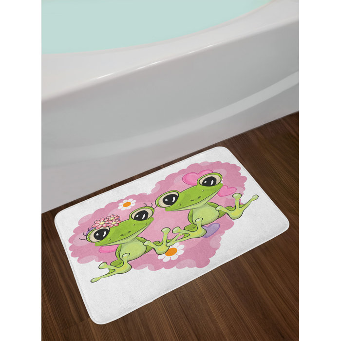 Allure Heart Shaped Soft Absorbent Microfibre Non-Slip Large Bath Mat White Pink