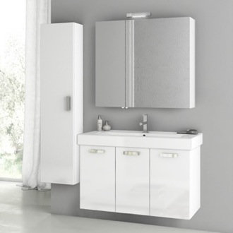 Acf Cubical 2 41 Wall Mounted Single Bathroom Vanity Set With Mirror Wayfair