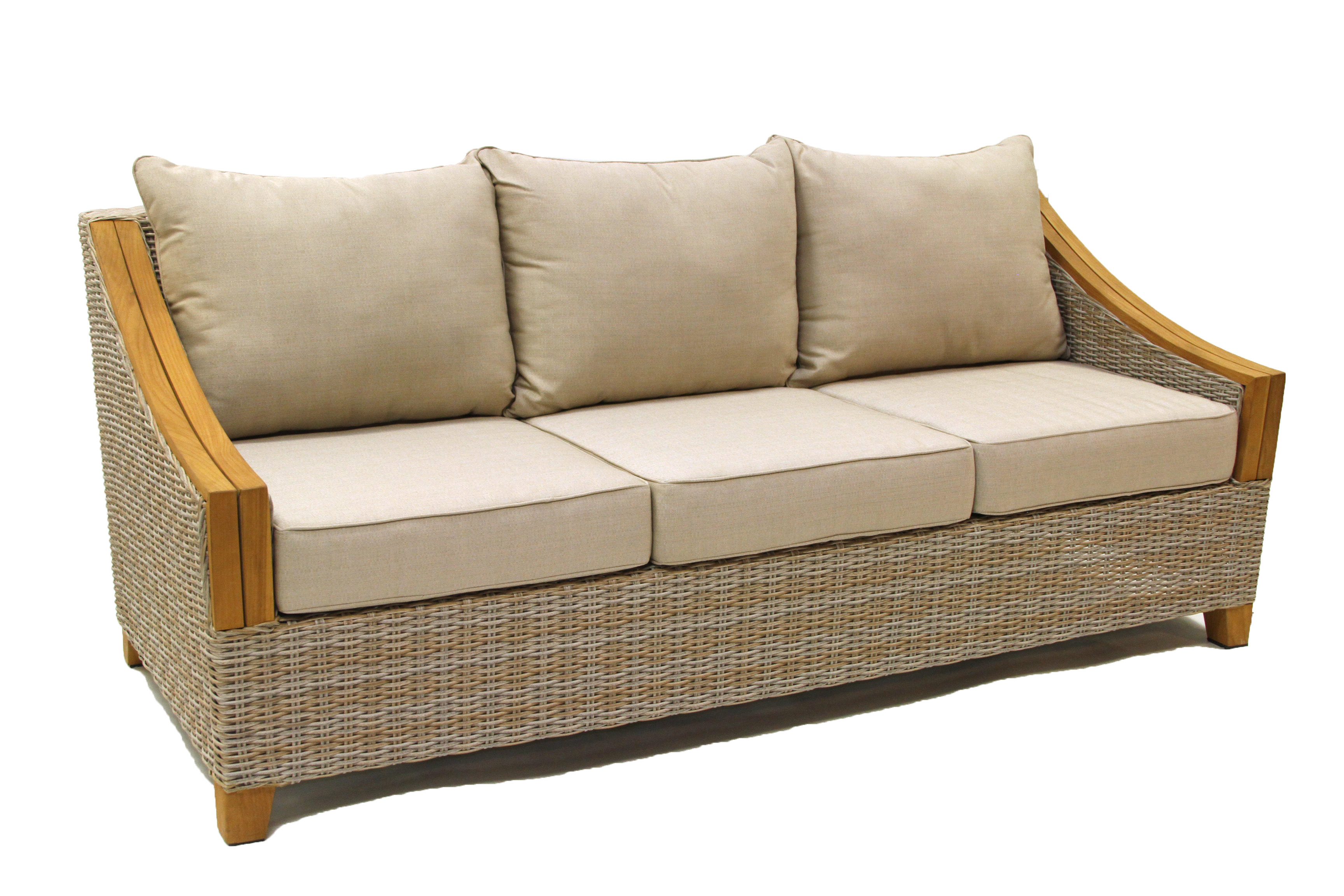 Kincaid Teak Patio Sofa With Sunbrella Cushions