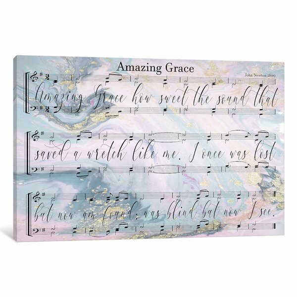 Amazing Grace Grey Rustic Script Song Lyric Music Art Print