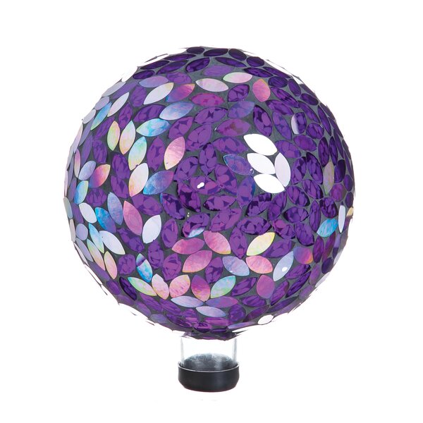 10" Mosaic Colorful Gazing Ball,Iridescent Crackled Glass Mosaic Globe for Yard 