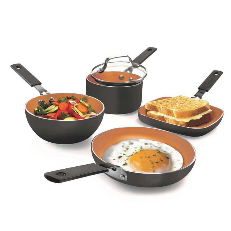 Gotham Steel Stackable Space Saving 5 Piece Copper Non Stick Cookware Set Reviews Wayfair