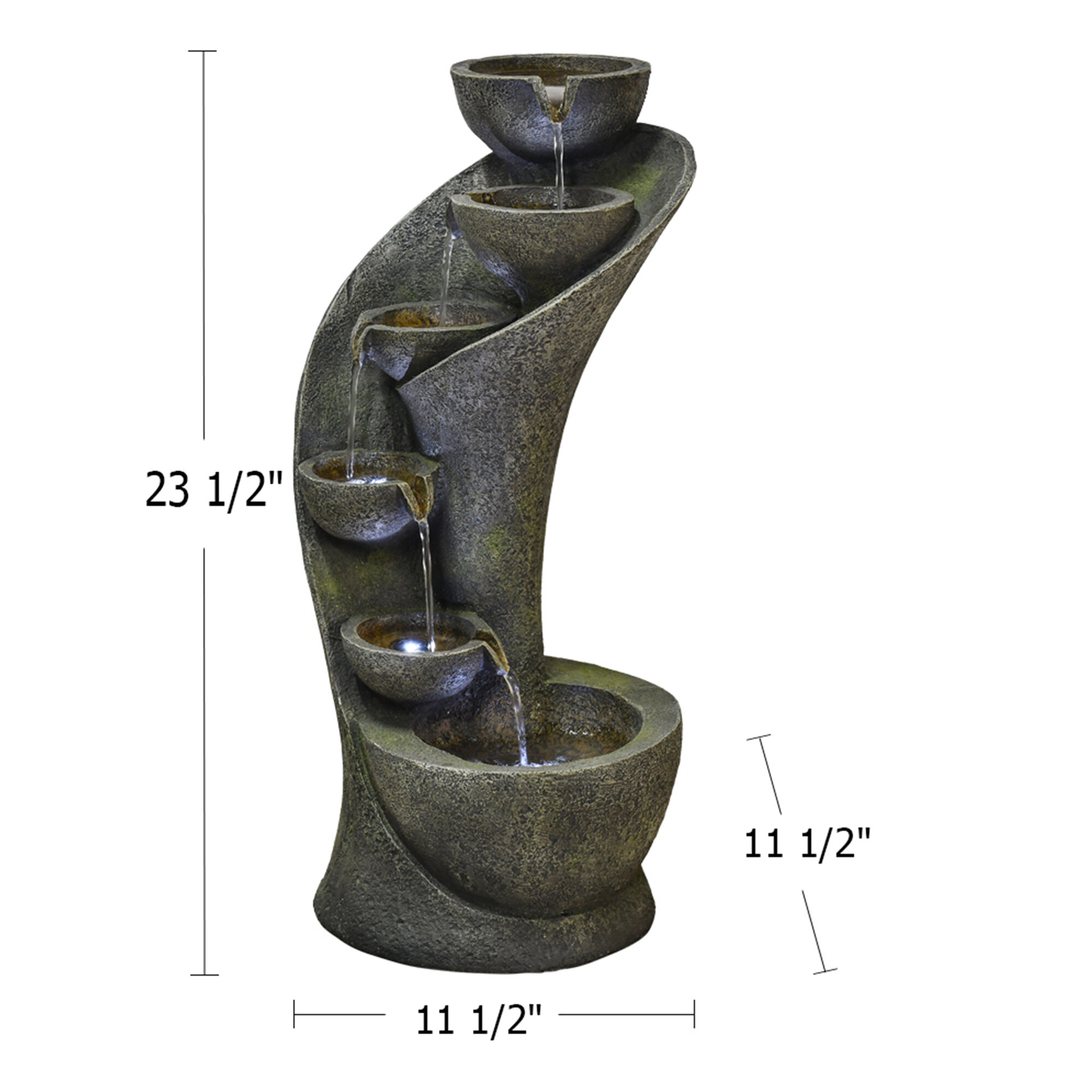 Bay Isle Home Resin Floor Fountain with Light | Wayfair