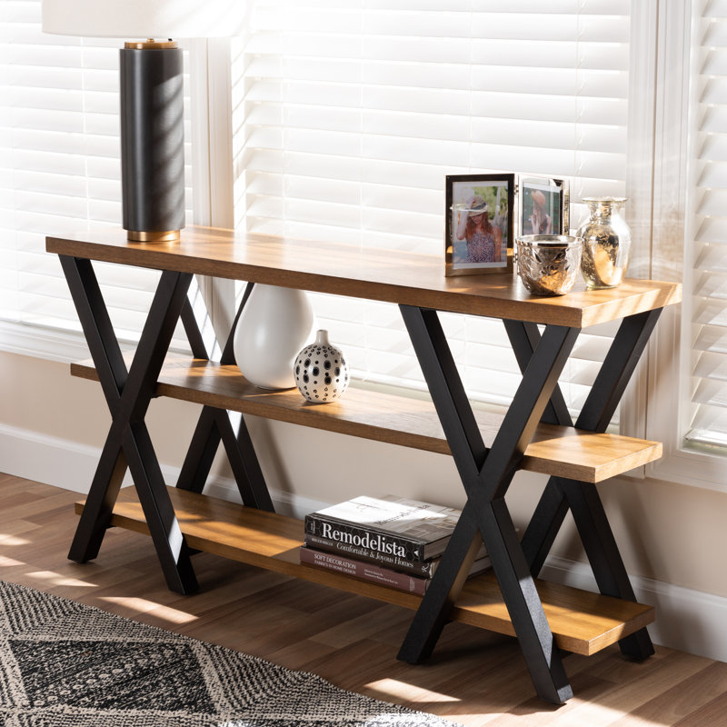 Union Rustic Bellamira Vintage Rustic Industrial Console Table