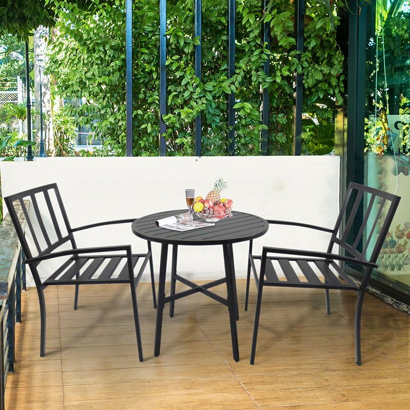 Hounslow 3 Piece Patio Round Bistro Table Dining Set