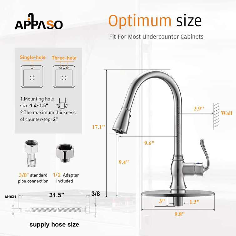 APPASO Pull Down Single Handle Kitchen Faucet with Soap ...