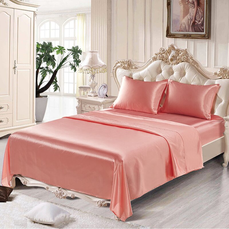  Vonty Satin Sheets Queen Size Silky Soft Satin Bed