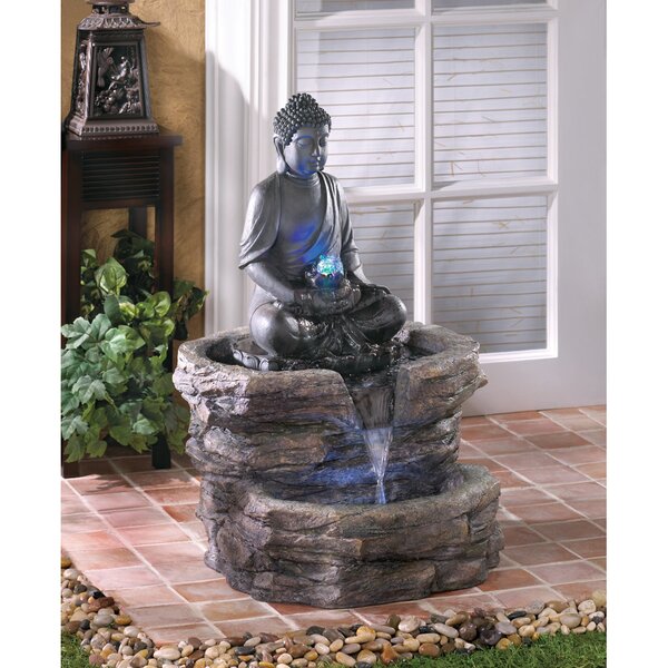 Zen Feng Shui Fountain in Polyresin with LED Lights 