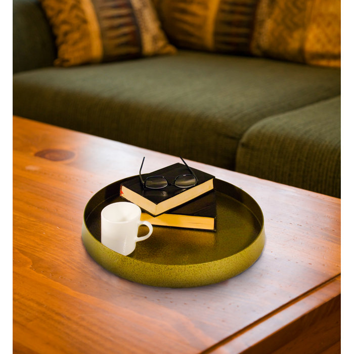 Maribel Metal Round 2 Piece Ottoman Coffee Table Tray Set Maribel Metal Round 2 Piece Ottoman Coffee Table Tray Set