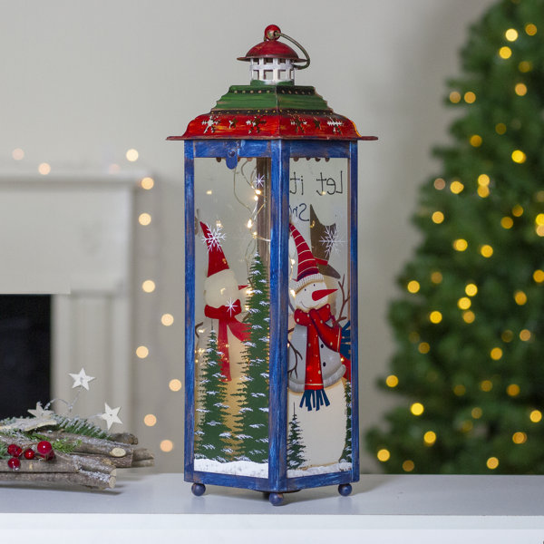Northlight Red White And Green Snow Christmas Lantern 15 Wayfair