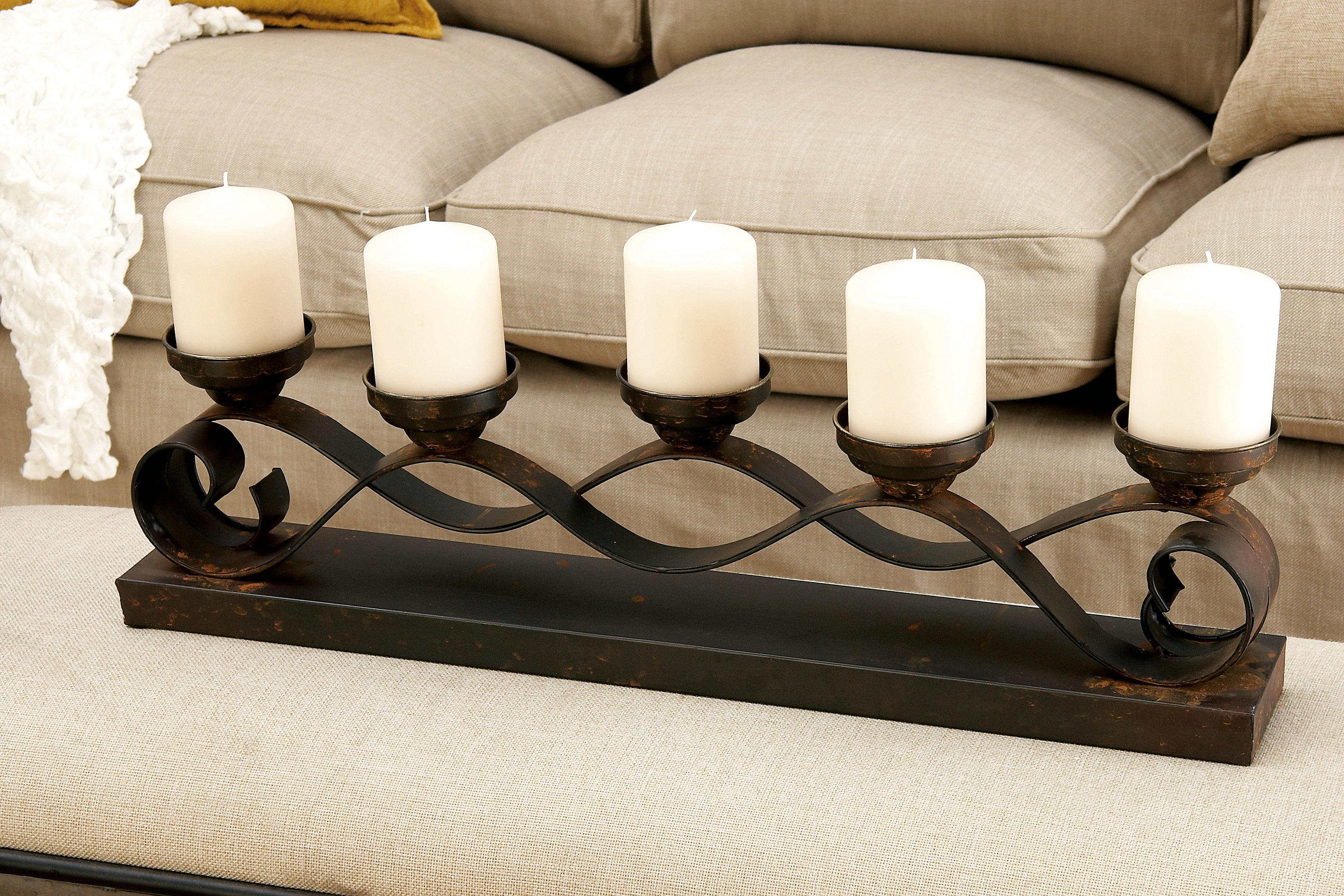 Five Candle Centerpiece Metal Candelabra
