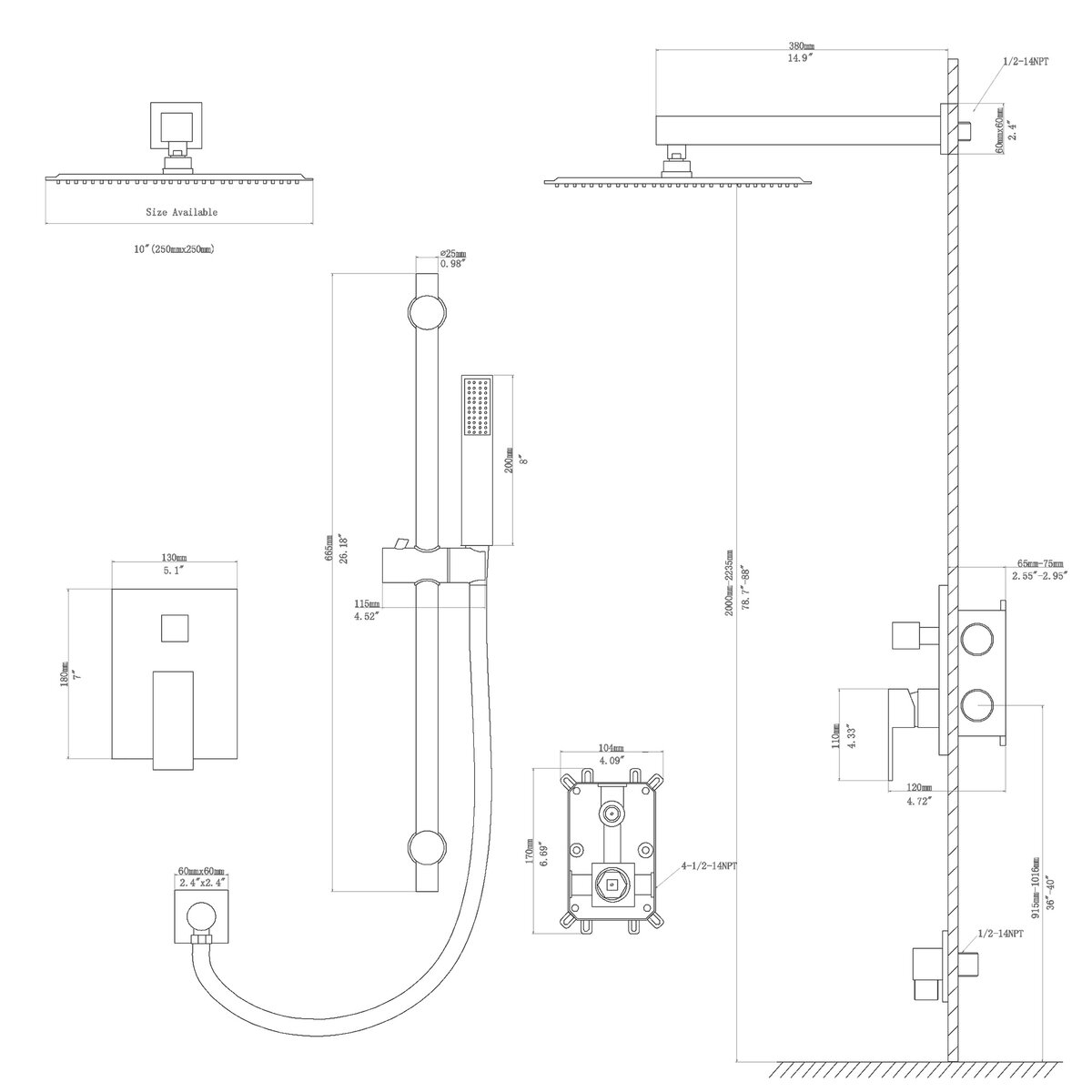 Logmey Shower System - 10 Inch Rain Shower Head And Handheld Head ...