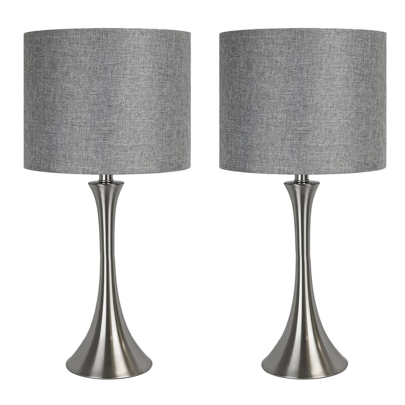 brushed nickel table lamps set of 2