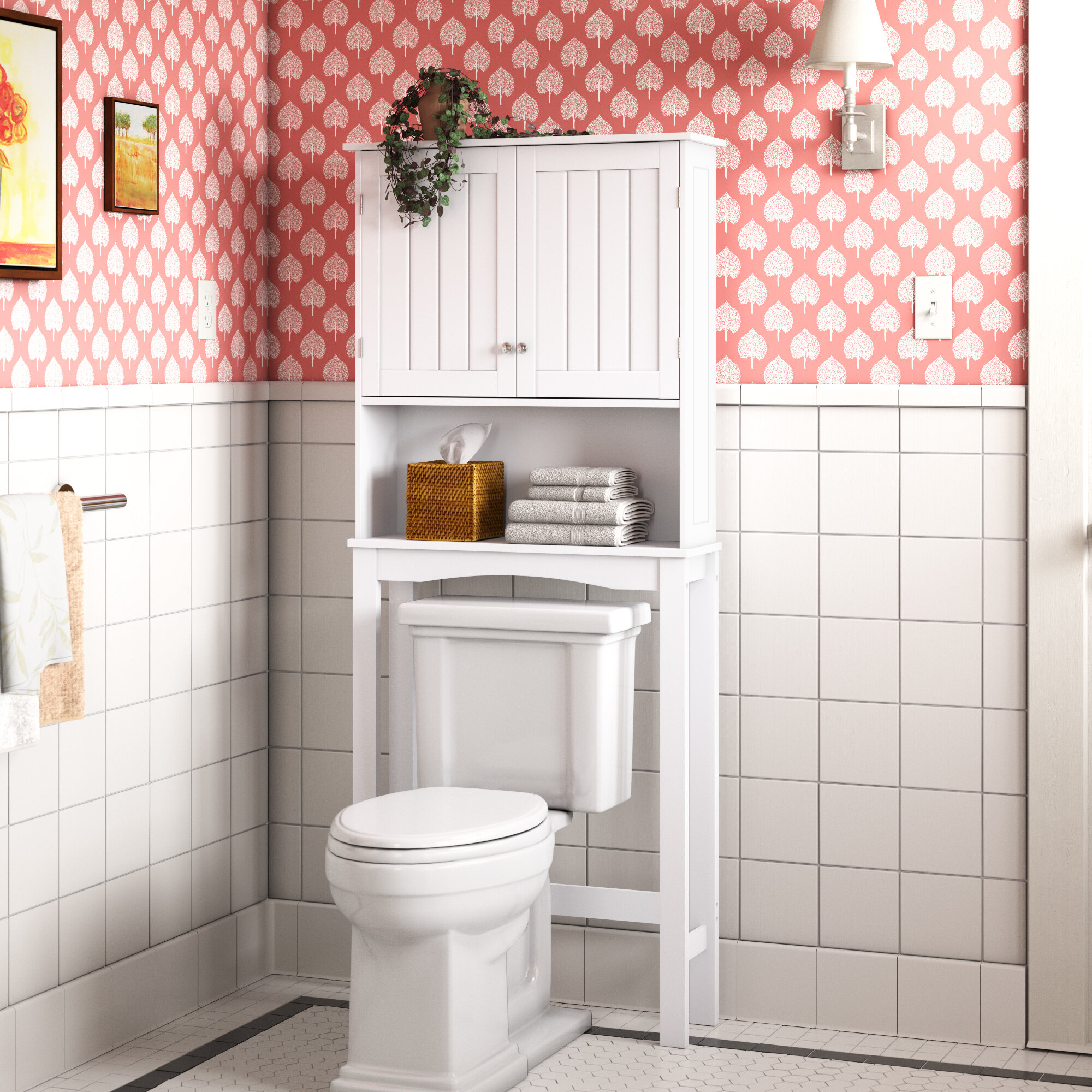 Bathroom Wall Cabinet Over The Toilet Storage Bath Organizer Rack Finish White 
