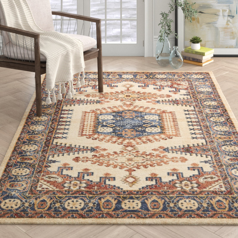 Nathanson Persian Inspired Cream Red Blue Area Rug Reviews Joss Main