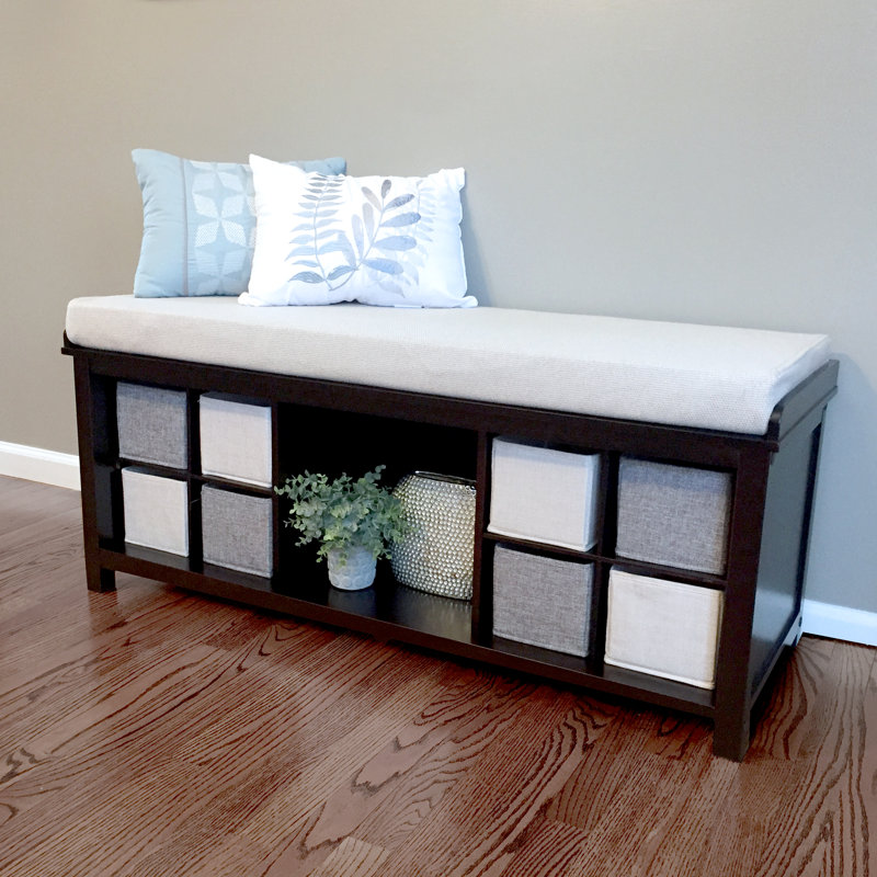 John Louis Home Entryway Bench With 1 Cream Tweed Bin And 2 Shoe Sections Espresso Finish Wayfair Ca