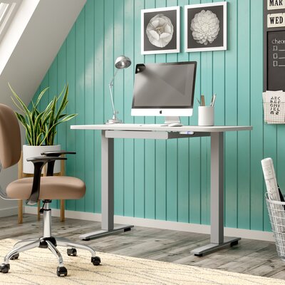 Sabine Electric Adjustable Standing Desk Comm Office Color Snow White