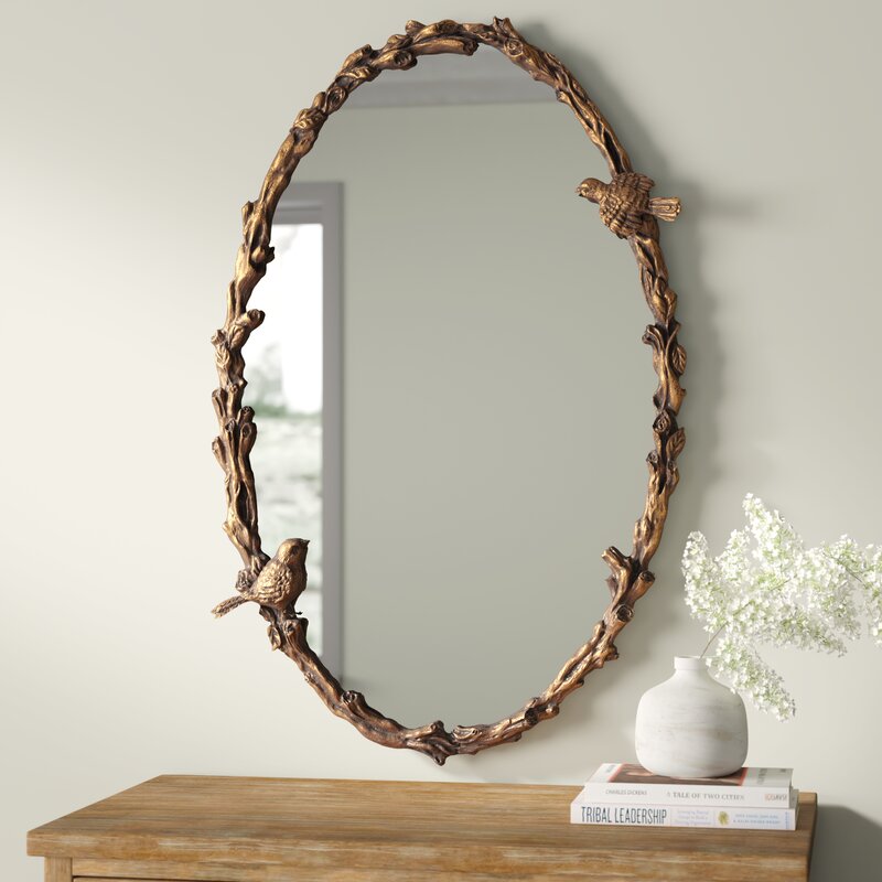 One Allium Way Eliana Oval Mirror In Antique Gold Leaf Reviews