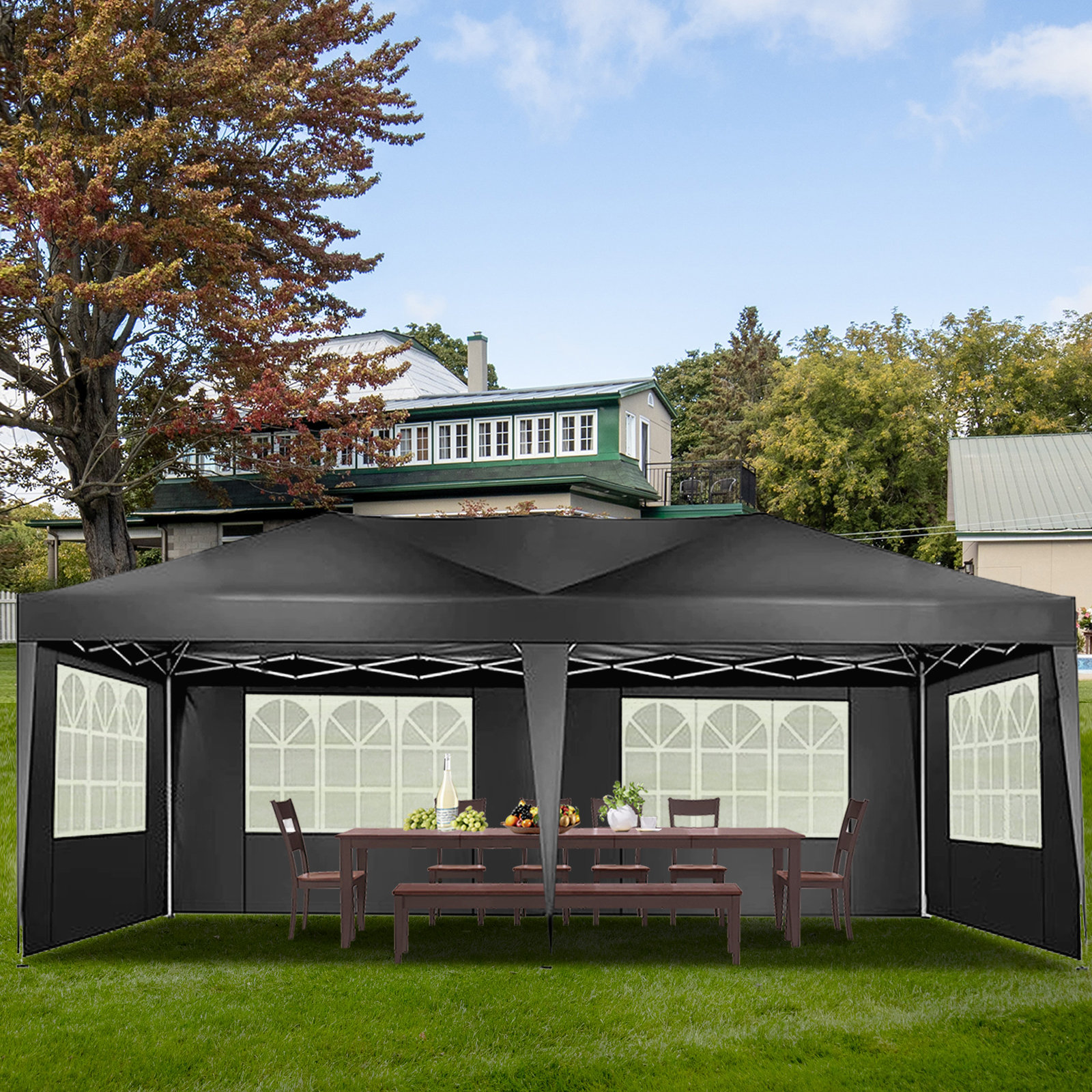 10'x20' Canopy Tent Heavy Duty Wedding Party Tent 6 Sidewalls with Carry Bag 