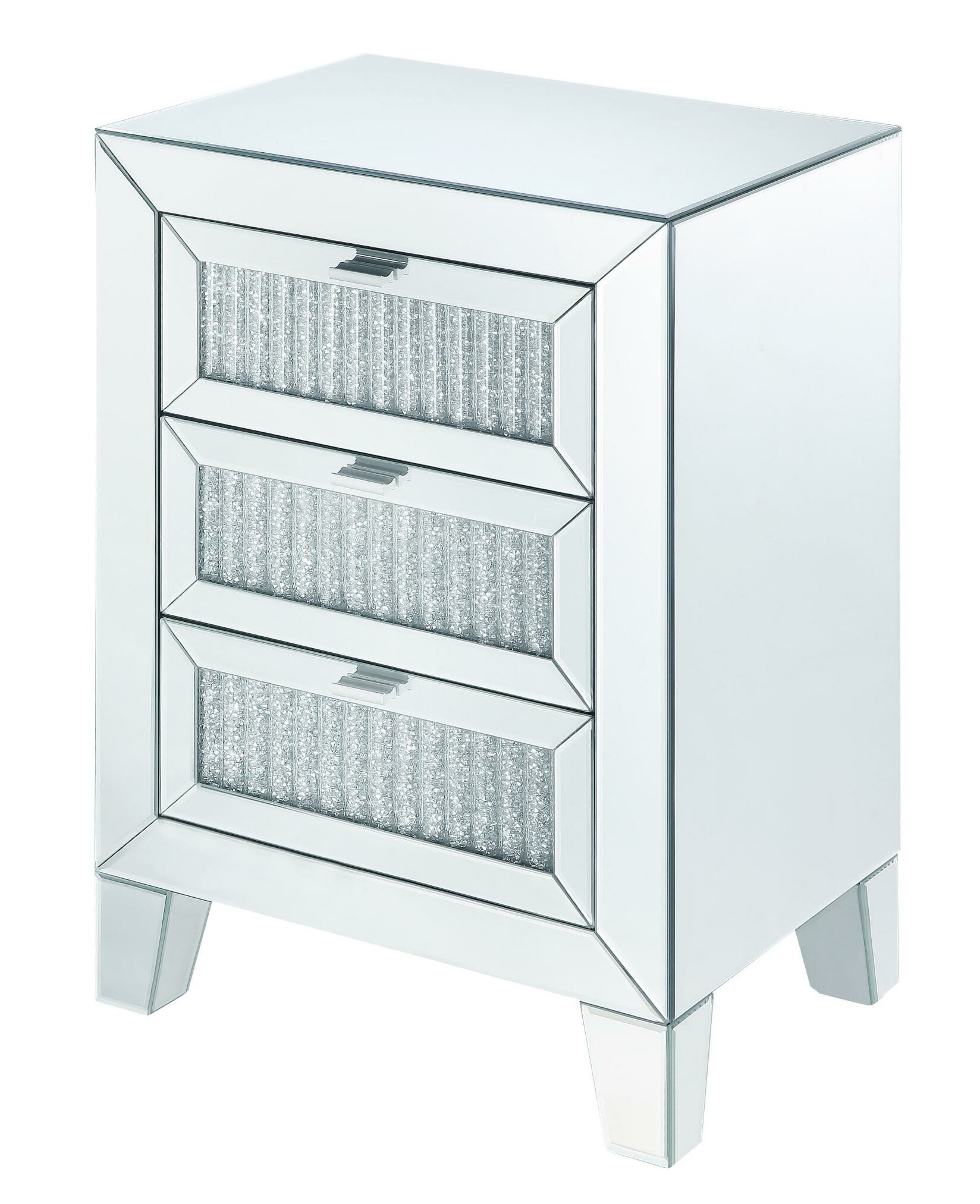 Rosdorf Park Torain 3 Drawer Nightstand In Silver Wayfair