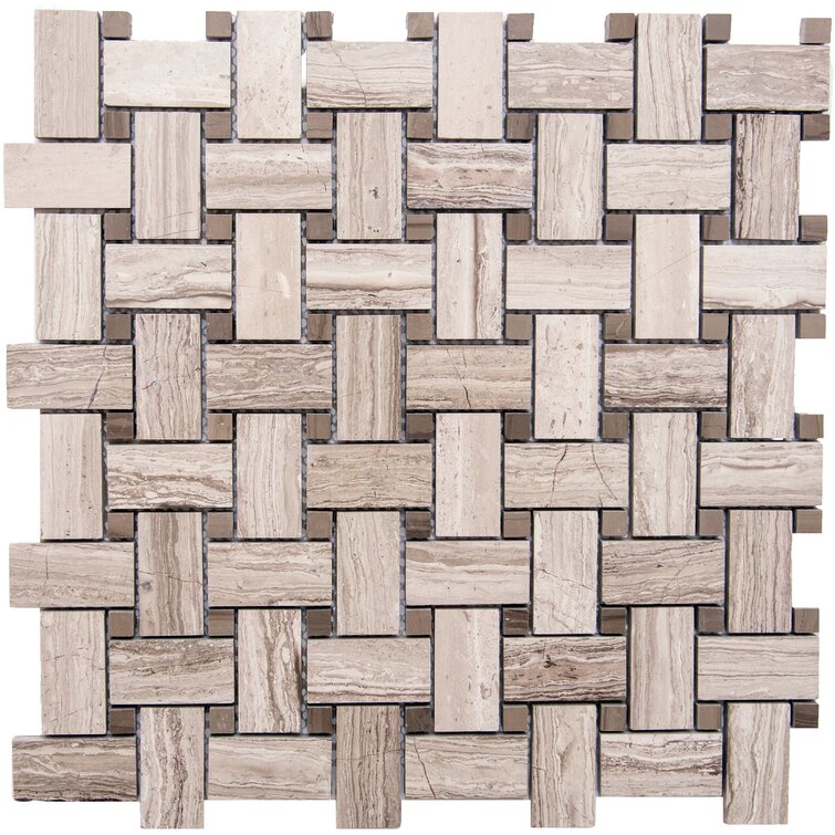 The Tile Life Santorini 12" X 12" Marble Basketweave Mosaic Tile Sheet
