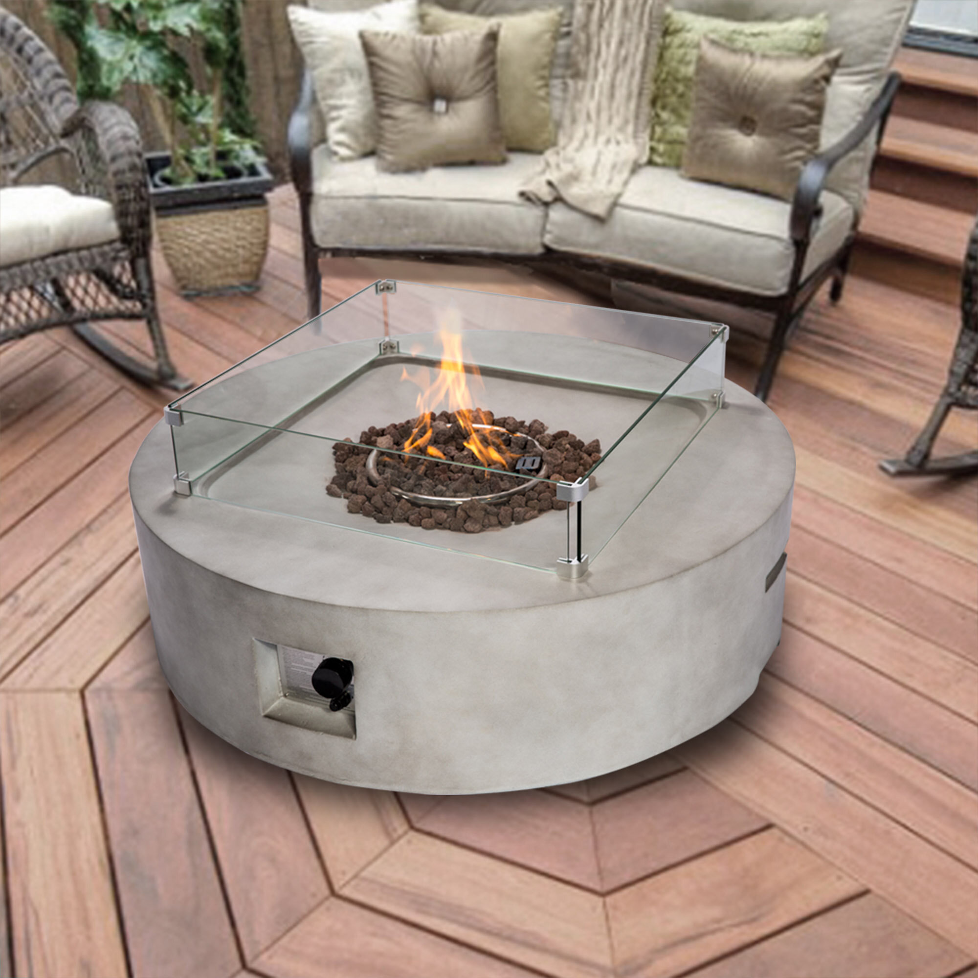 wood look propane fire pit