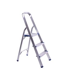 Dporticus Aluminum 2-Step Stool Folding Double Sided Step Ladder Anti-Slip Sturdy and Wide Pedal Ladder Capacity 220 lbs 