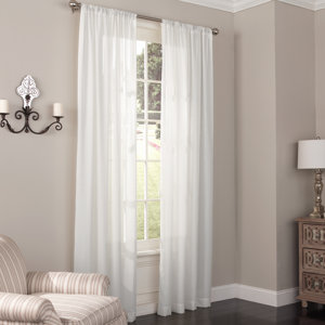 Fabian Solid Sheer Rod pocket Single Curtain Panel