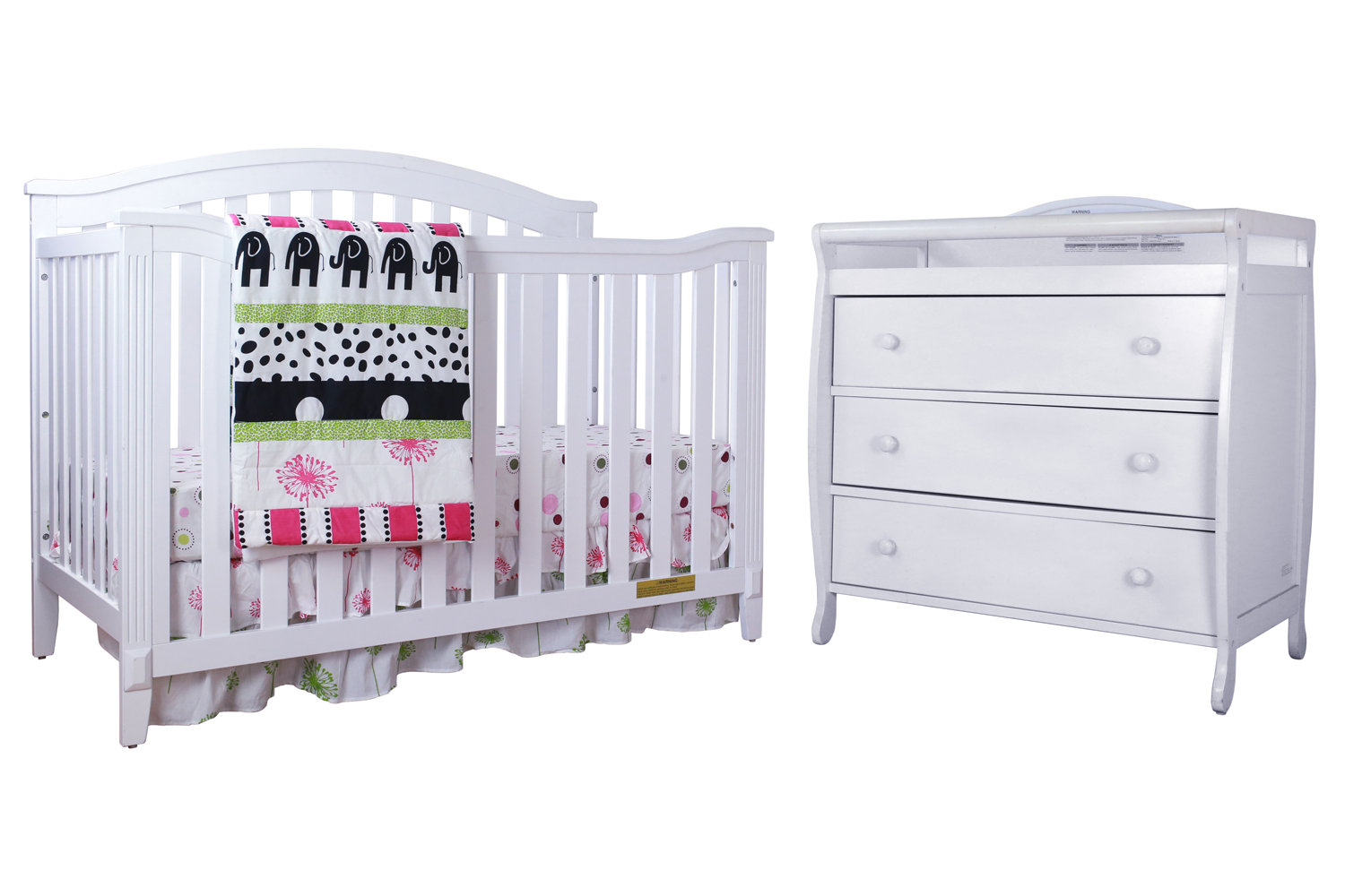 crib and changing dresser set