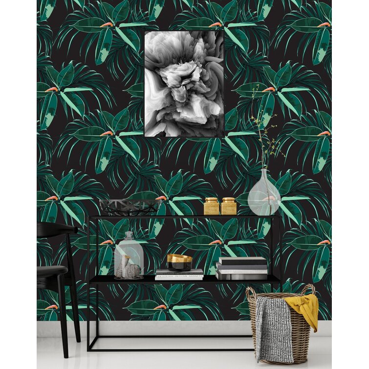 Dark Gold & Blue Palms removable wallpaper self adhesive wall mural peel & stick