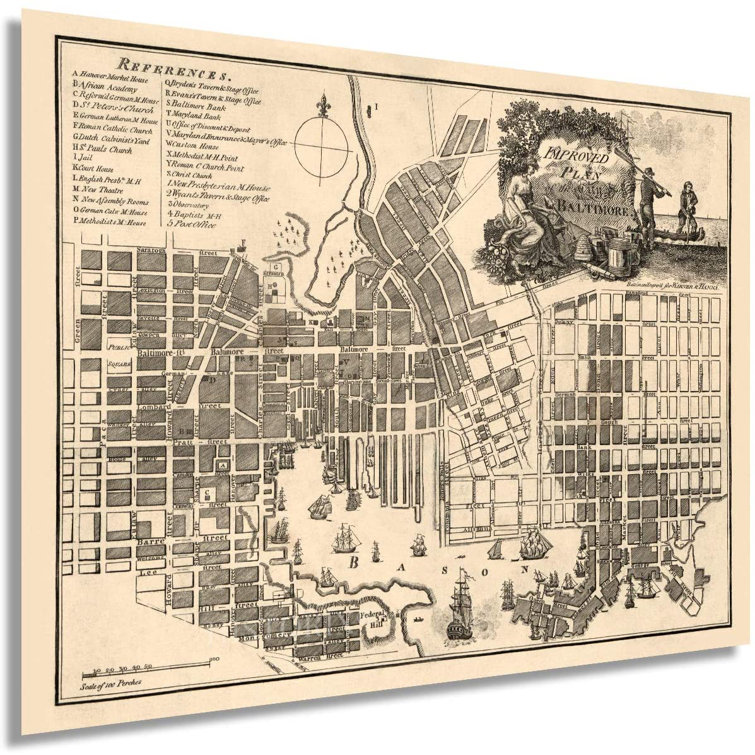 Historic Prints Historix Vintage 1804 Baltimore Map Poster 18x24 Inch Vintage Map Of Baltimore Wall Art Old Baltimore City Map Historic Map Of Baltimore Maryland Plan Of The