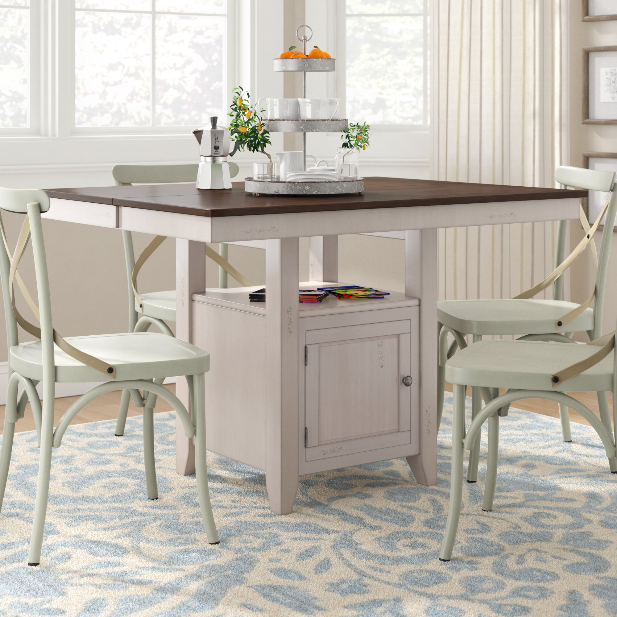 August Grove Adalgar Counter Height Butterfly Leaf Solid Wood Dining Table Wayfair