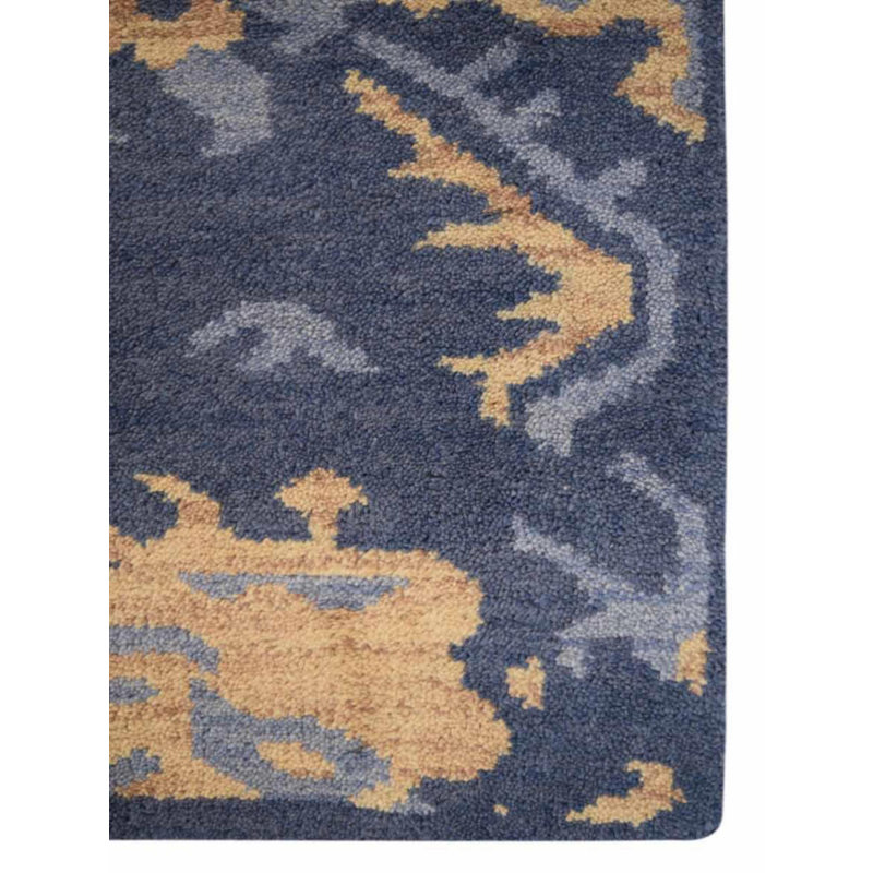 August Grove Hargrave Floral Hand Knotted Wool Blue Area Rug Wayfair