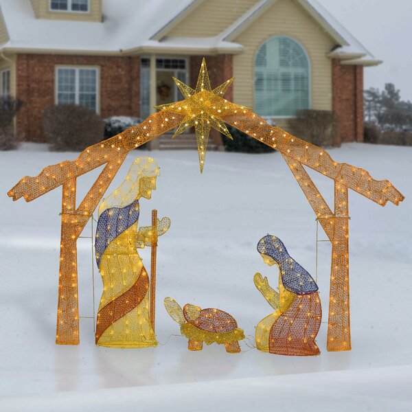 The Holiday Aisle® Nativity Scene with Clear Lights Lighted Display ...