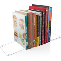 MSDADA Acrylic Book Ends for Book Shelves 7 Pairs Clear Acrylic Bookends Non-Slip Desktop Book Organizer Stationery Bookracks for School Supplies Library Books Office Book Holder