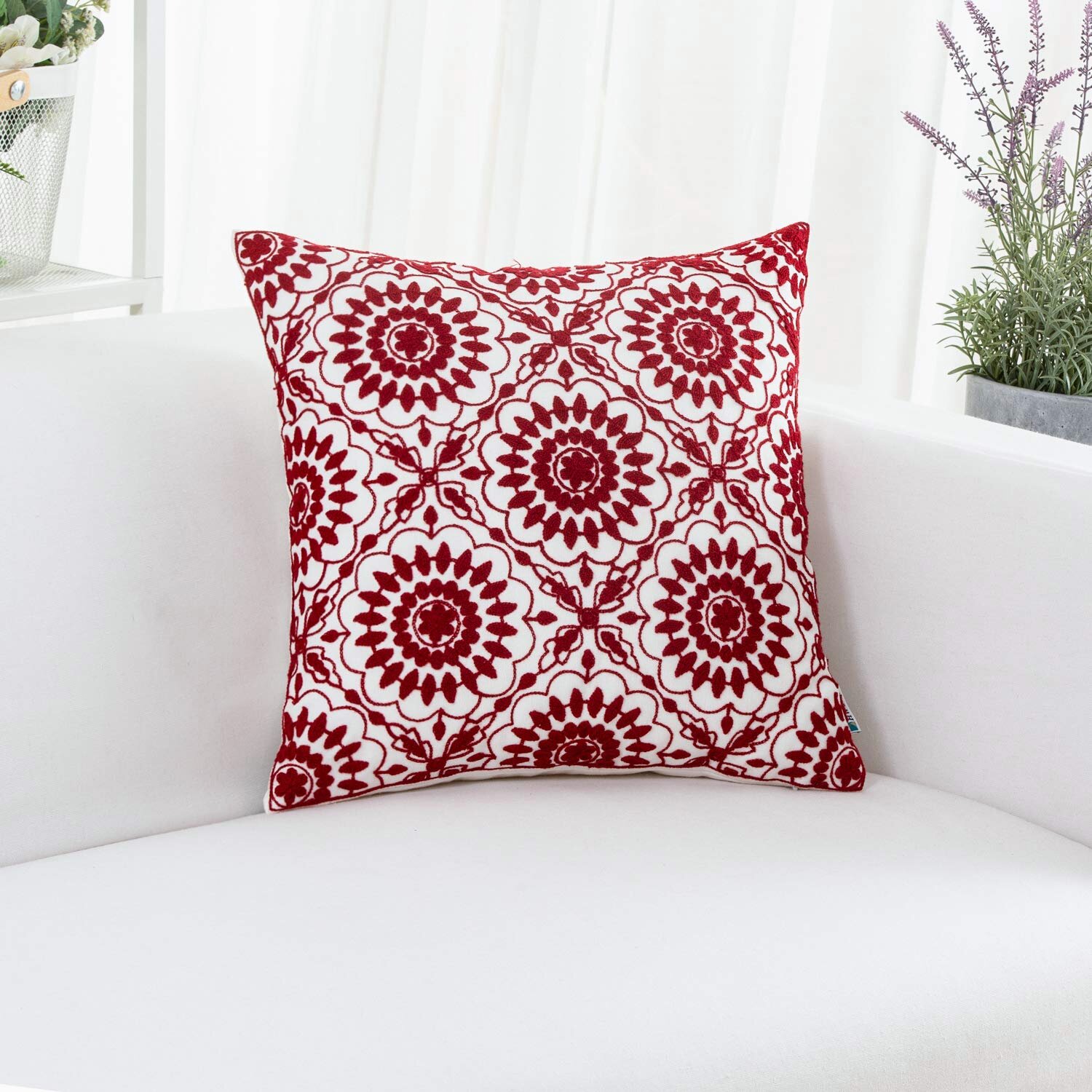 oFloral Sunflower Pillowcases Decorative Pillow Cases Standard Size 18x18 Inch Cotton Linen Pillow Cushion Cover 