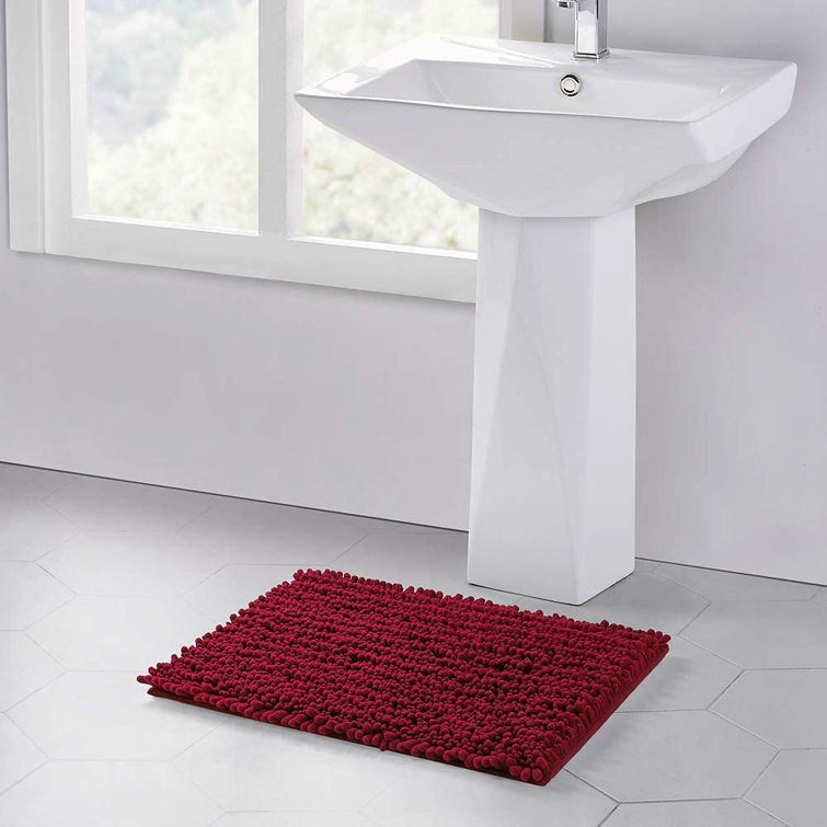 Solid Chenille Shaggy Non Slip Rectangle Bath Mat Bathroom Shower Rugs Carpet 
