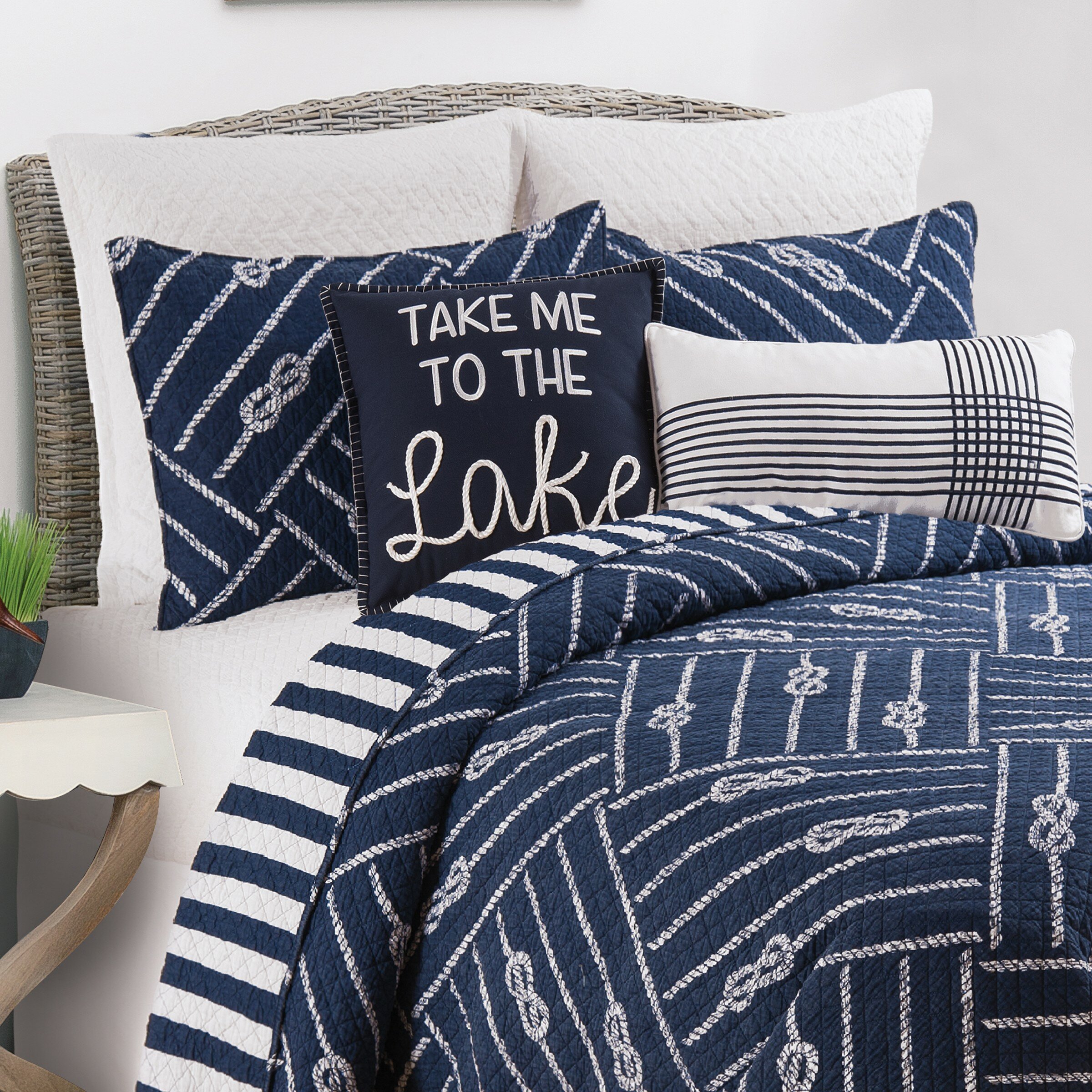 Nautical Patchwork Embroidered Double Duvet
