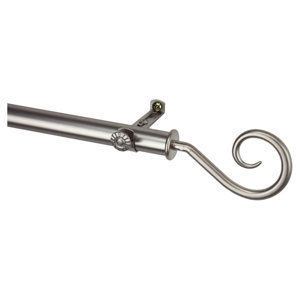 Modern Curl Single Curtain Rod and Hardware Set