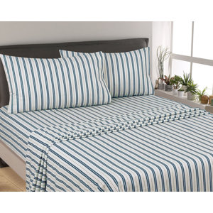 Posen Stripe 300 Thread Count 6 Piece Satin Sheet Set