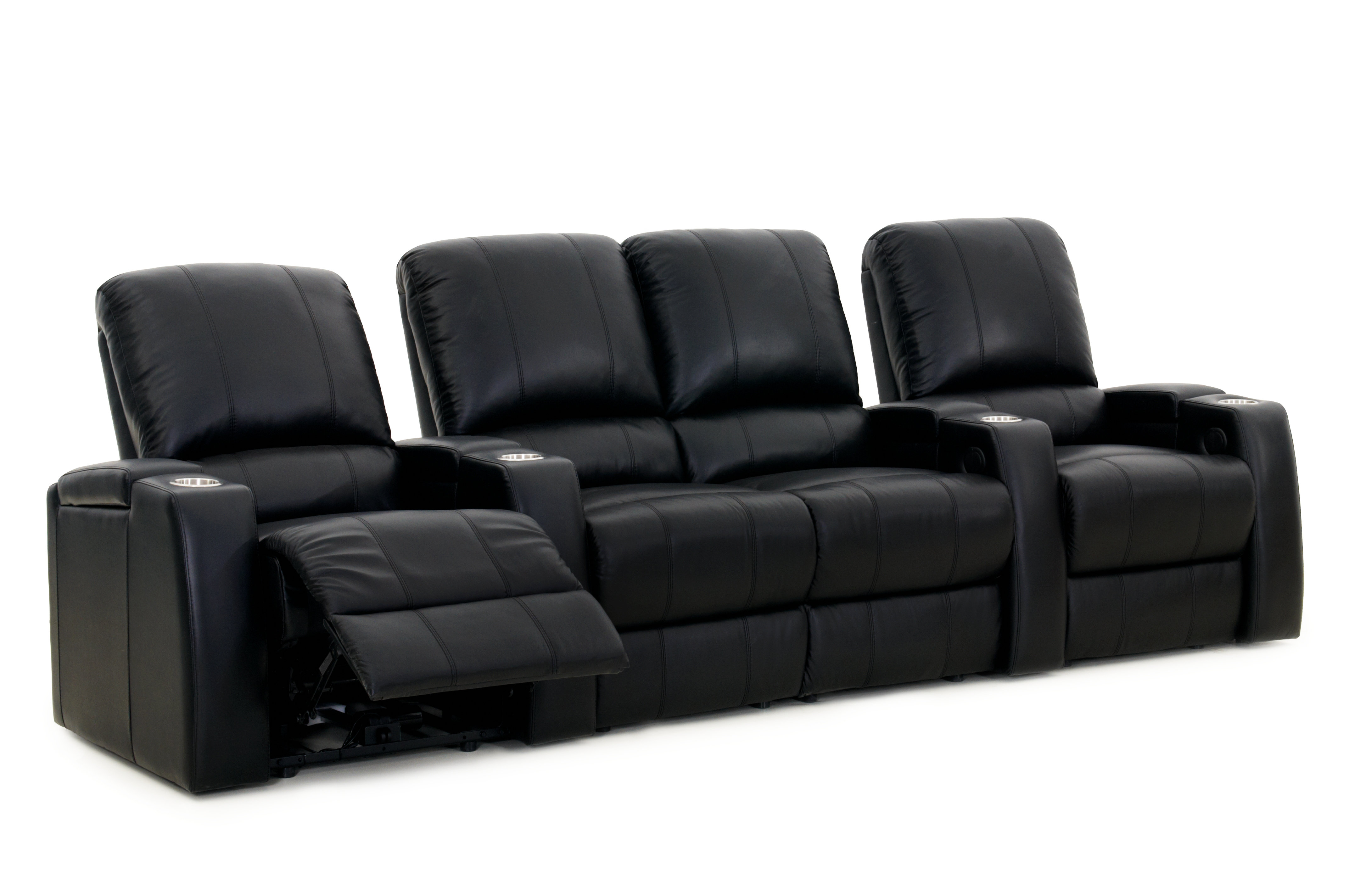 Latitude Run® 121'' Wide Genuine Leather Home Theater Seating with Cup